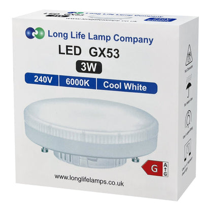 3w LED GX53 Cool White Light - Energy Light Bulbs - Free delivery on all orders