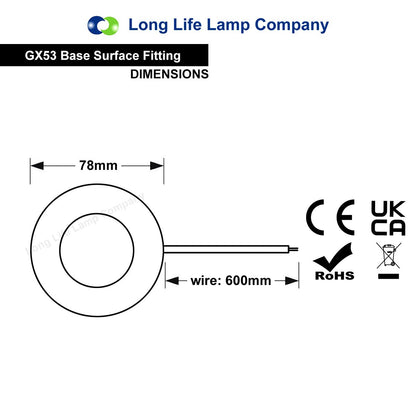 3w LED GX53 Under Cabinet Round Light Fitting Replaceable Bulb Cool White - Energy Light Bulbs - Free delivery on all orders