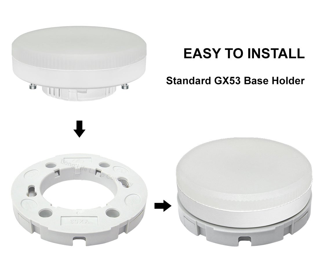 3w LED GX53 Under Cabinet Round Light Fitting Replaceable Bulb Cool White - Energy Light Bulbs - Free delivery on all orders
