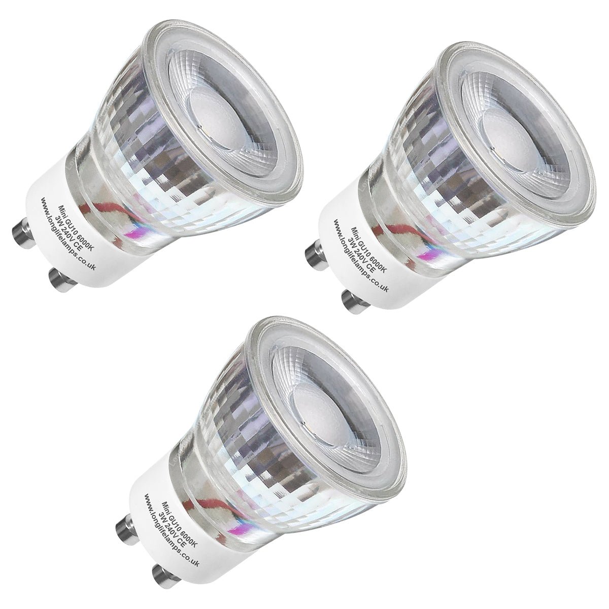 3W LED Mini GU10 35mm Light Bulb Cool White 6000k Glass Reflector 240V - Energy Light Bulbs - Free delivery on all orders