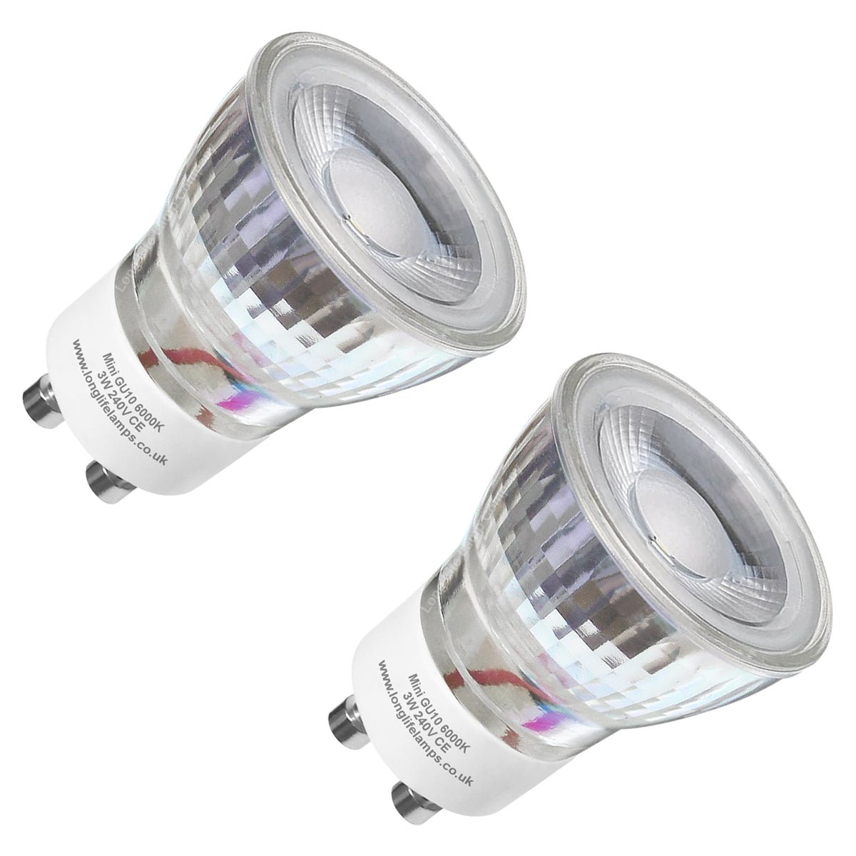 3W LED Mini GU10 35mm Light Bulb Cool White 6000k Glass Reflector 240V - Energy Light Bulbs - Free delivery on all orders