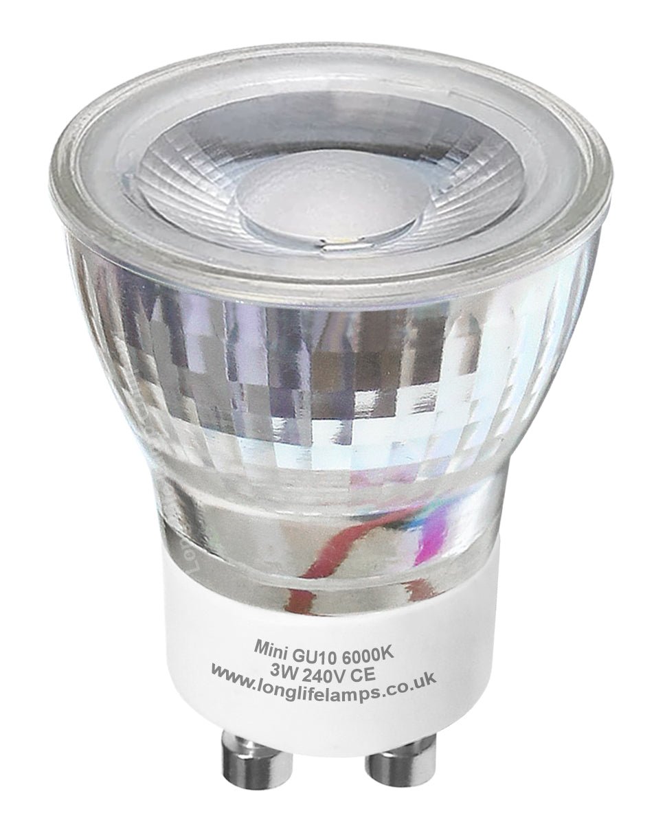 3W LED Mini GU10 35mm Light Bulb Cool White 6000k Glass Reflector 240V - Energy Light Bulbs - Free delivery on all orders