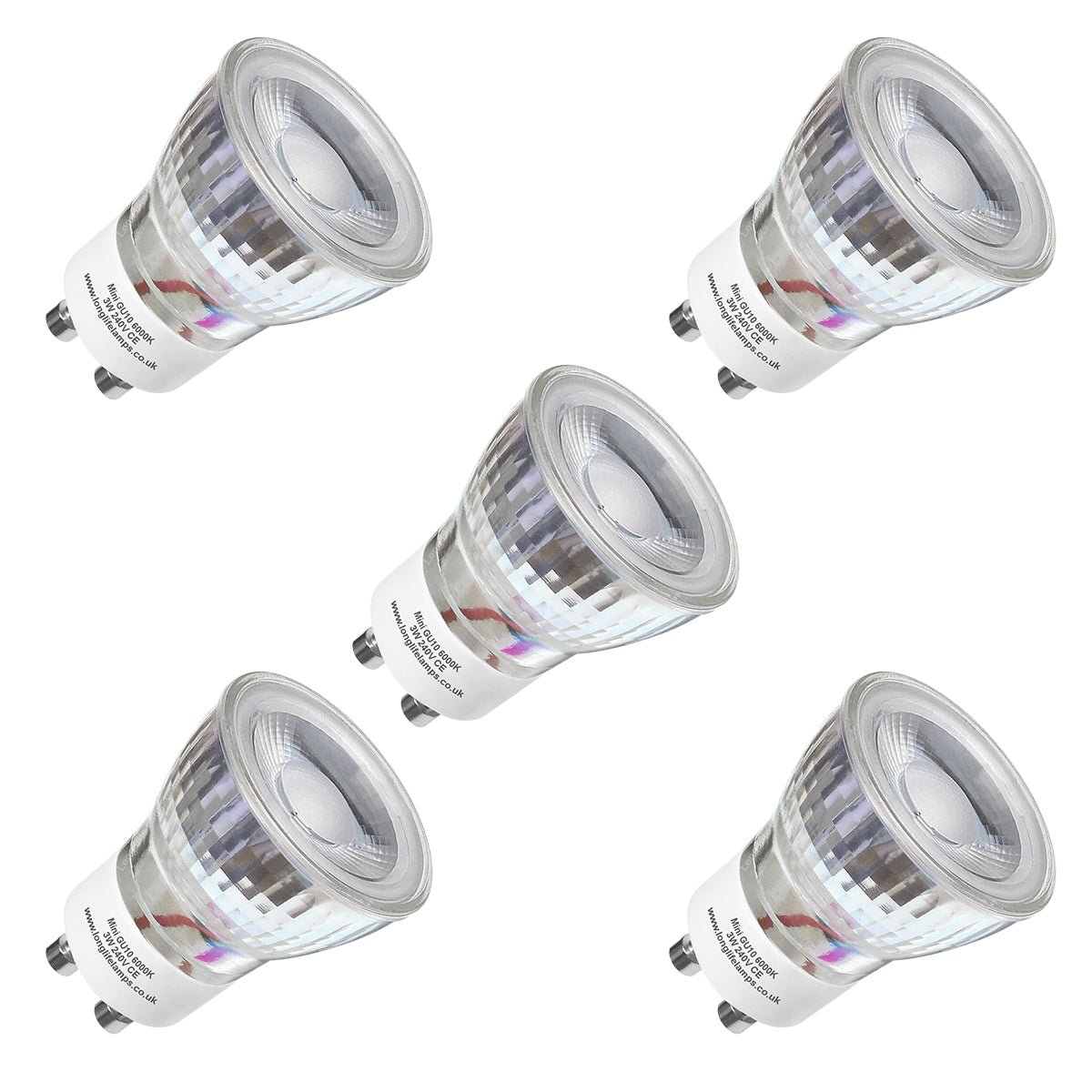 3W LED Mini GU10 35mm Light Bulb Cool White 6000k Glass Reflector 240V - Energy Light Bulbs - Free delivery on all orders