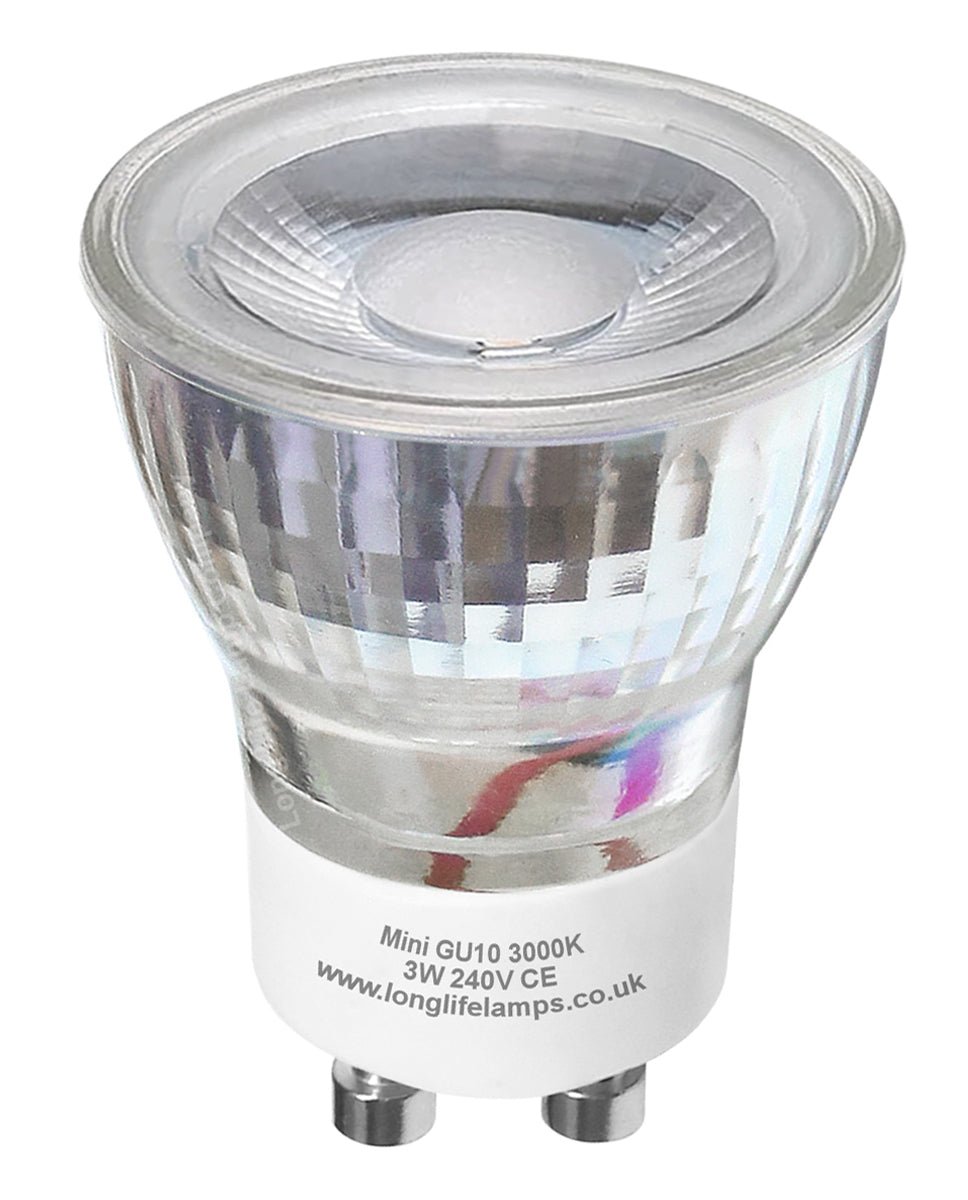 3W LED Mini GU10 35mm Light Bulb Warm White 3000k Glass Reflector 240V - Energy Light Bulbs - Free delivery on all orders