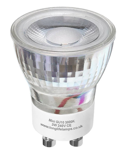 3W LED Mini GU10 35mm Light Bulb Warm White 3000k Glass Reflector 240V - Energy Light Bulbs - Free delivery on all orders