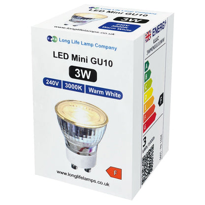 3W LED Mini GU10 35mm Light Bulb Warm White 3000k Glass Reflector 240V - Energy Light Bulbs - Free delivery on all orders