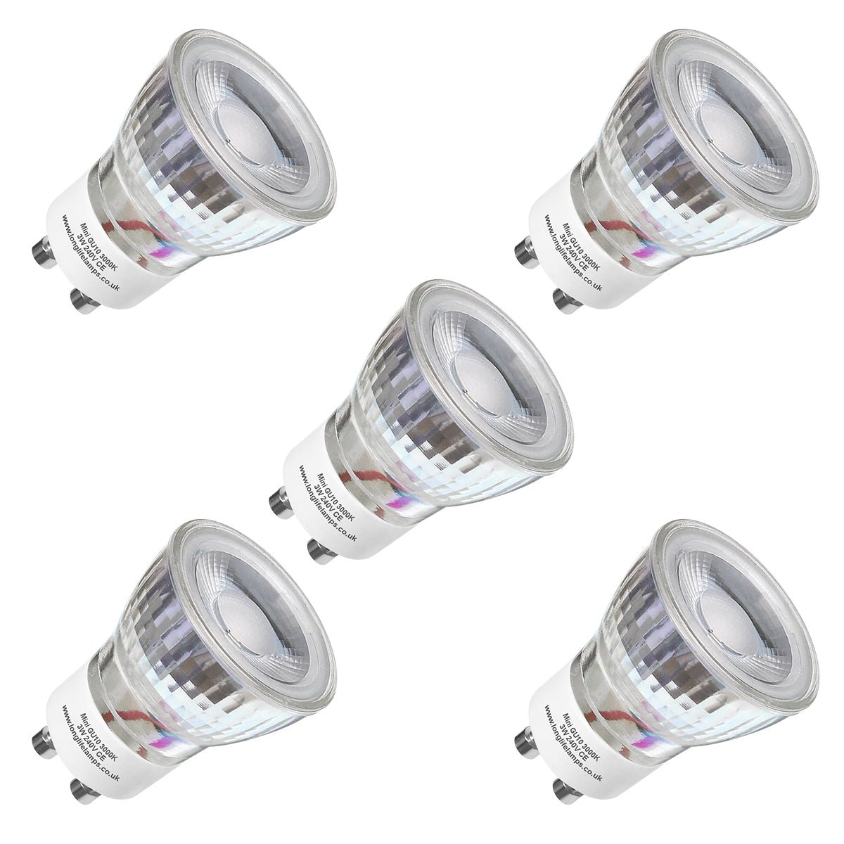 3W LED Mini GU10 35mm Light Bulb Warm White 3000k Glass Reflector 240V - Energy Light Bulbs - Free delivery on all orders