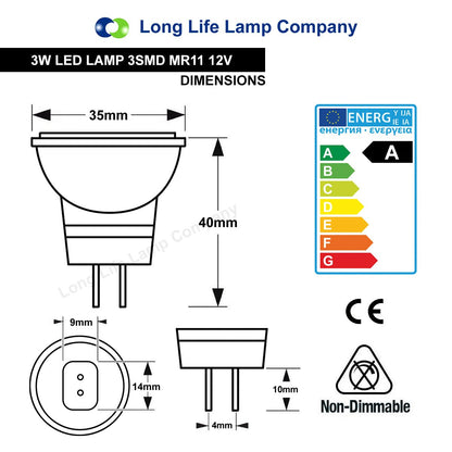 3w LED MR11 Spotlight Bulb Cool White 3SMD - Energy Light Bulbs - Free delivery on all orders