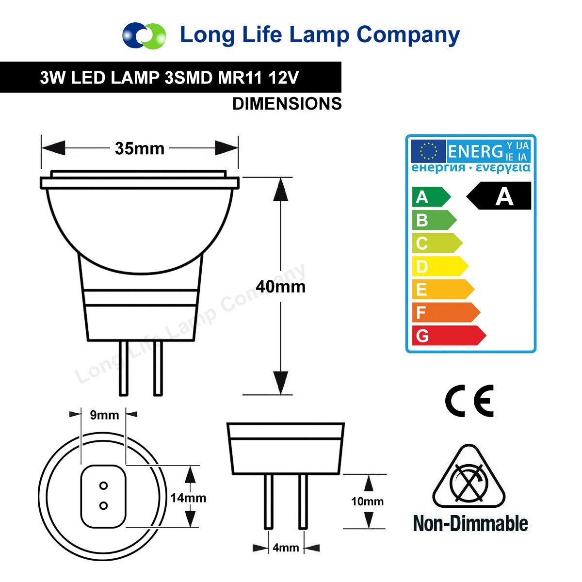 3w LED MR11 Spotlight Bulb Warm White 3SMD - Energy Light Bulbs - Free delivery on all orders