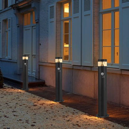 3W LED PIR Sensor Bollard Outdoor Garden Light Black Stainless Steel 3000K IP54 - Energy Light Bulbs - Free delivery on all orders