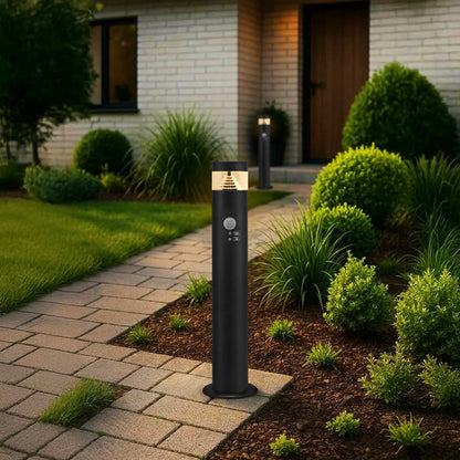 3W LED PIR Sensor Bollard Outdoor Garden Light Black Stainless Steel 3000K IP54 - Energy Light Bulbs - Free delivery on all orders
