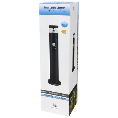 3W LED PIR Sensor Bollard Outdoor Garden Light Black Stainless Steel 6500K IP54 - Energy Light Bulbs - Free delivery on all orders