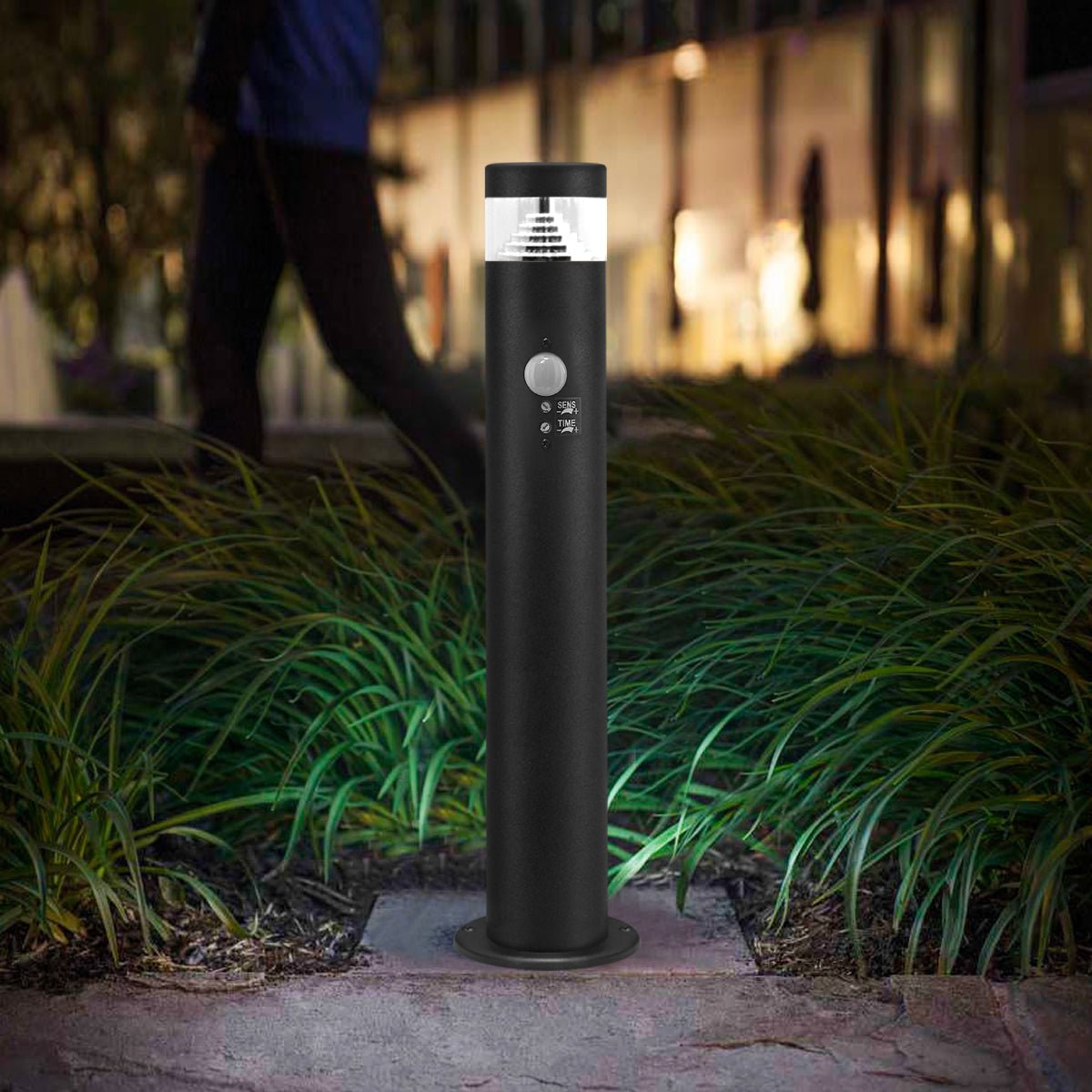 3W LED PIR Sensor Bollard Outdoor Garden Light Black Stainless Steel 6500K IP54 - Energy Light Bulbs - Free delivery on all orders