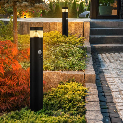 3W LED PIR Sensor Bollard Outdoor Garden Spike Light Black Stainless Steel 3000K IP54 - Energy Light Bulbs - Free delivery on all orders