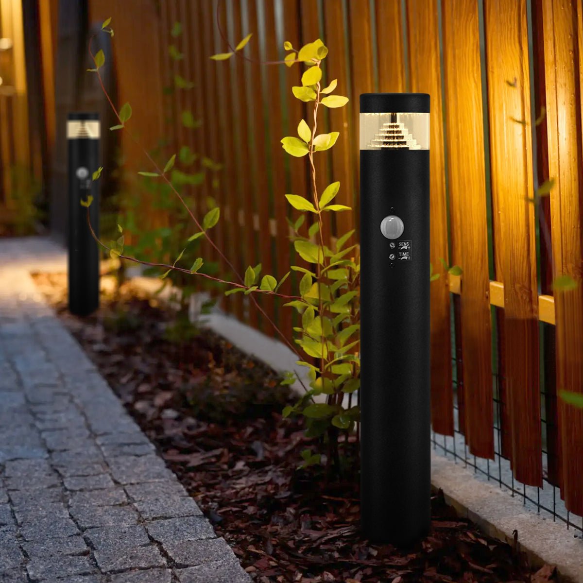 3W LED PIR Sensor Bollard Outdoor Garden Spike Light Black Stainless Steel 3000K IP54 - Energy Light Bulbs - Free delivery on all orders
