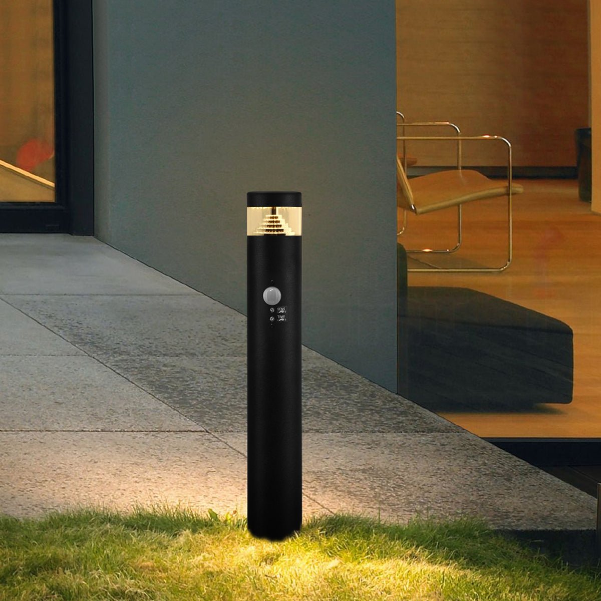3W LED PIR Sensor Bollard Outdoor Garden Spike Light Black Stainless Steel 3000K IP54 - Energy Light Bulbs - Free delivery on all orders