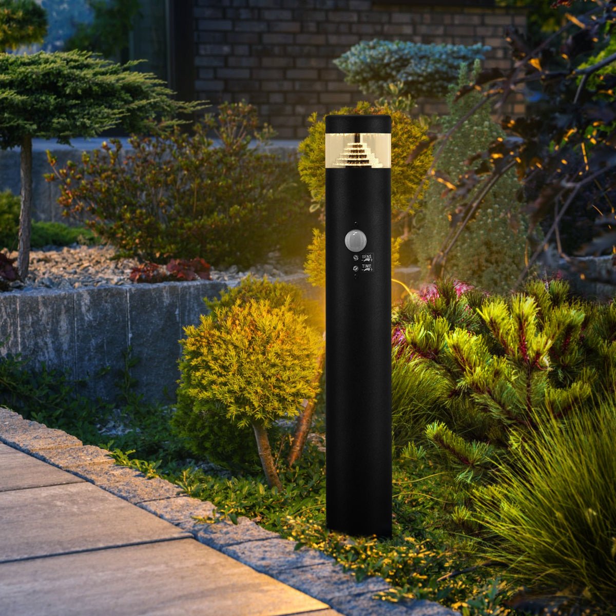 3W LED PIR Sensor Bollard Outdoor Garden Spike Light Black Stainless Steel 3000K IP54 - Energy Light Bulbs - Free delivery on all orders