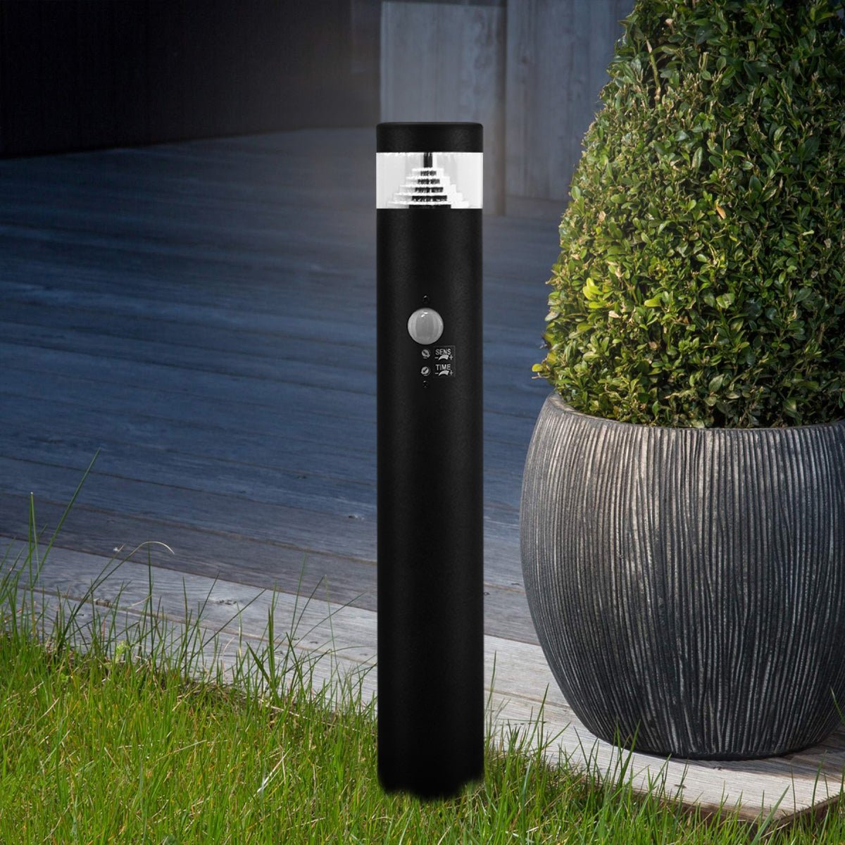 3W LED PIR Sensor Bollard Outdoor Garden Spike Light Black Stainless Steel 6500K IP54 - Energy Light Bulbs - Free delivery on all orders