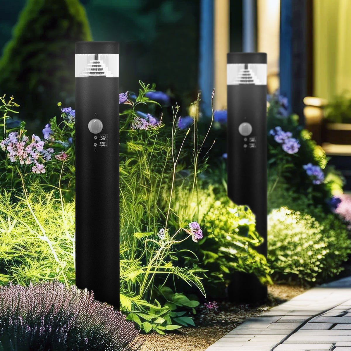 3W LED PIR Sensor Bollard Outdoor Garden Spike Light Black Stainless Steel 6500K IP54 - Energy Light Bulbs - Free delivery on all orders