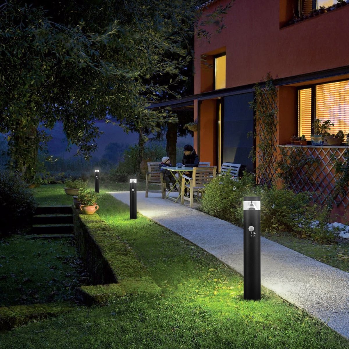 3W LED PIR Sensor Bollard Outdoor Garden Spike Light Black Stainless Steel 6500K IP54 - Energy Light Bulbs - Free delivery on all orders
