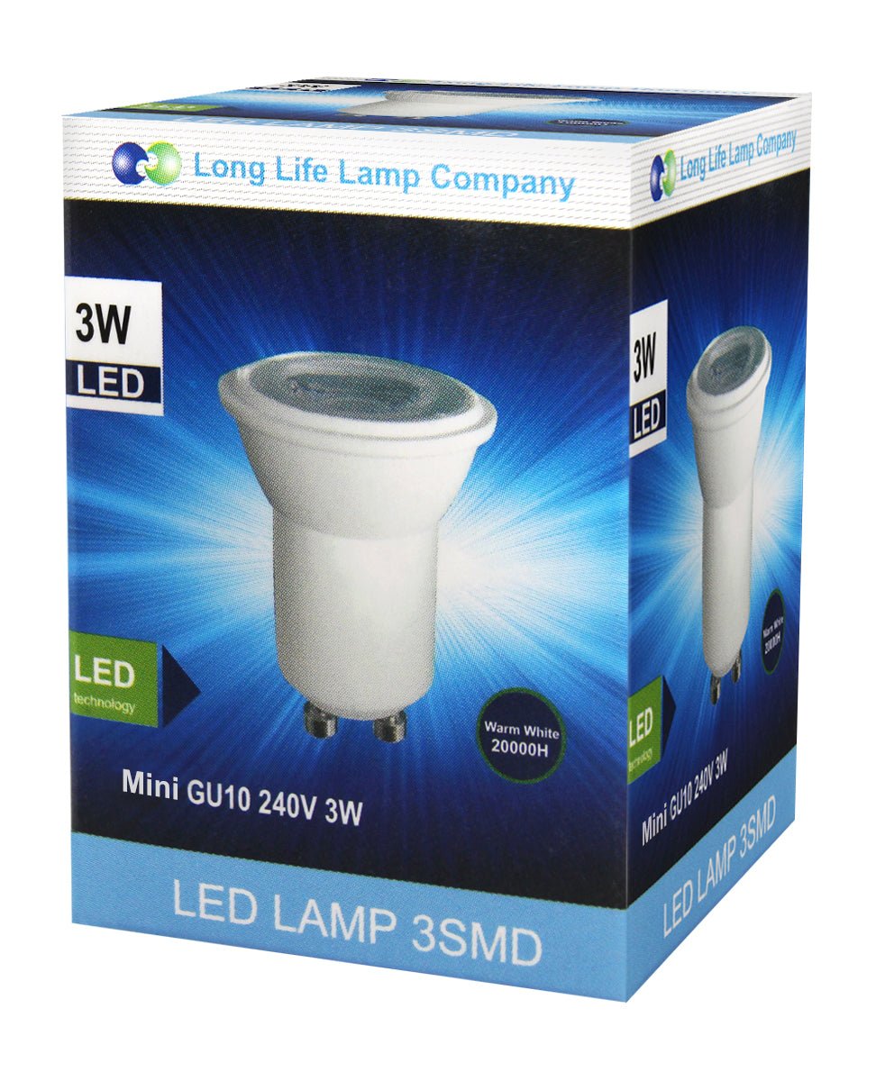3w LED Small Mini GU10 Spotlight Bulb Warm White - Energy Light Bulbs - Free delivery on all orders