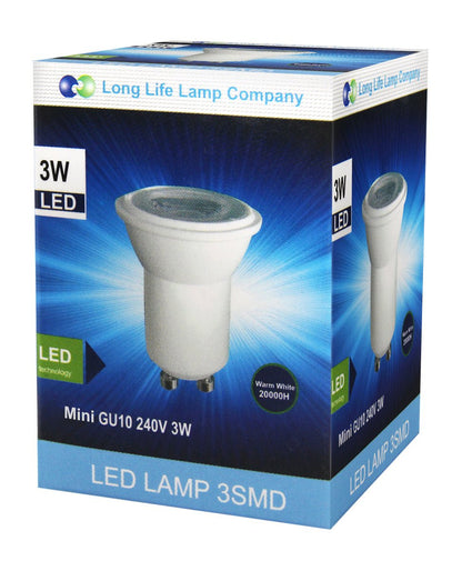 3w LED Small Mini GU10 Spotlight Bulb Warm White - Energy Light Bulbs - Free delivery on all orders