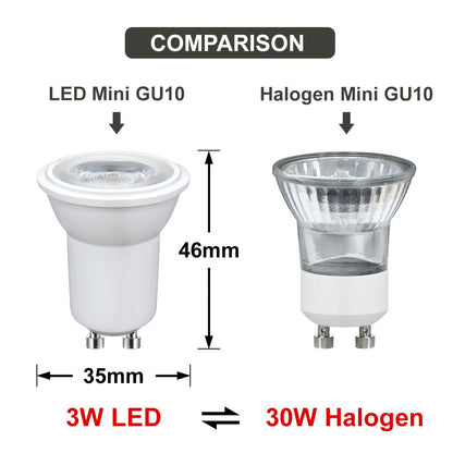 3w LED Small Mini GU10 Spotlight Bulb Warm White - Energy Light Bulbs - Free delivery on all orders