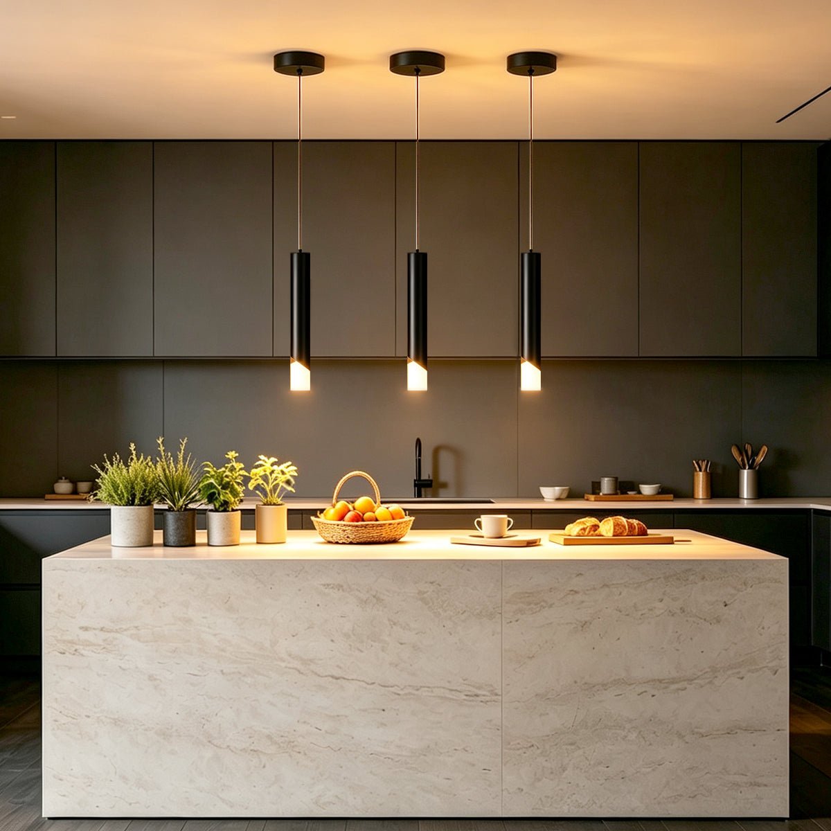 3W Matt Black LED Tube Ceiling Pendant Light 3000K K452 - Free delivery on all orders