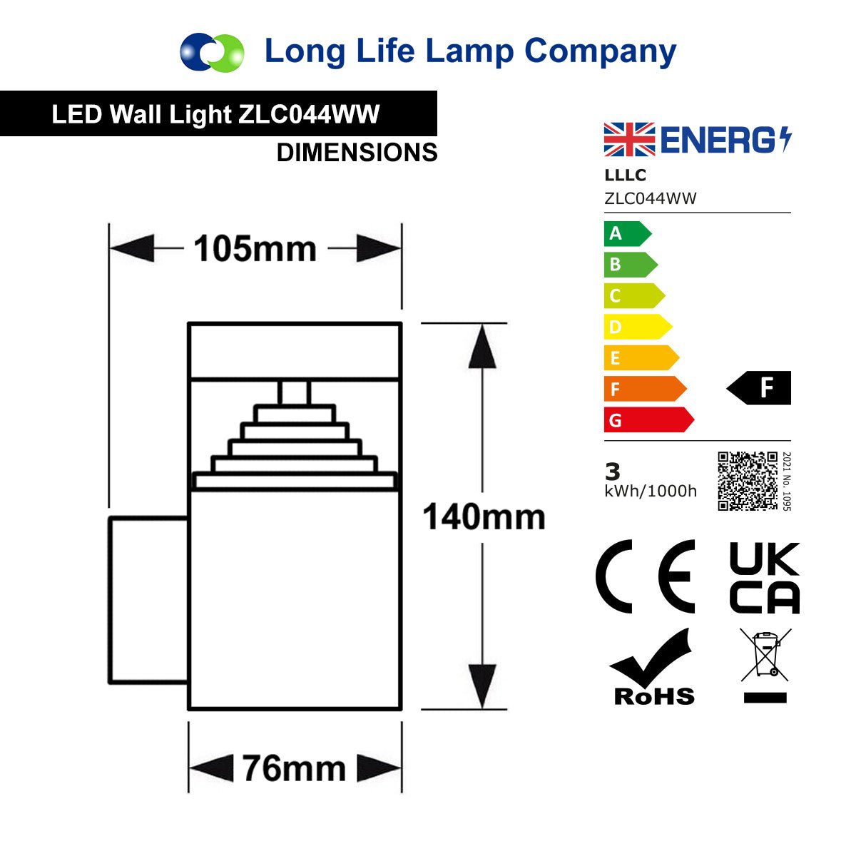 3w Modern LED Outdoor Garden Wall Light Stainless Steel IP44 Warm White - Energy Light Bulbs - Free delivery on all orders