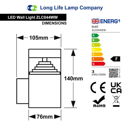 3w Modern LED Outdoor Garden Wall Light Stainless Steel IP44 Warm White - Energy Light Bulbs - Free delivery on all orders