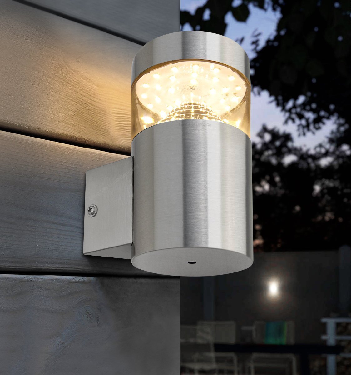 3w Modern LED Outdoor Garden Wall Light Stainless Steel IP44 Warm White - Energy Light Bulbs - Free delivery on all orders