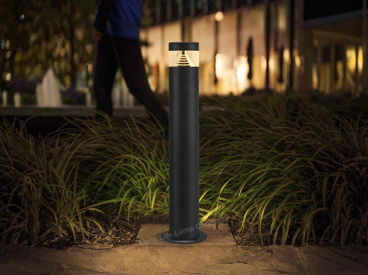 3w Modern Outdoor LED Warm White Bollard Light Stainless Steel Black Finish - Energy Light Bulbs - Free delivery on all orders