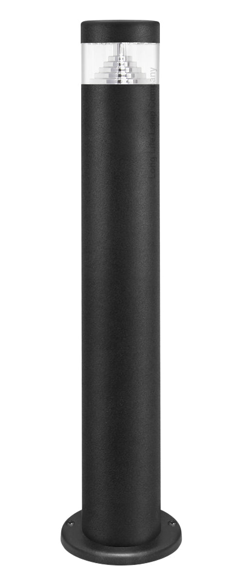 3w Modern Outdoor LED Warm White Bollard Light Stainless Steel Black Finish - Energy Light Bulbs - Free delivery on all orders