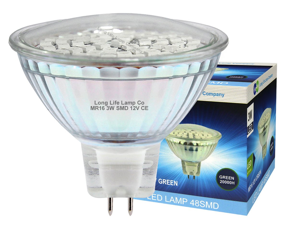 3w MR16 LED Green Low Voltage Spot light Bulb 12v - Energy Light Bulbs - Free delivery on all orders
