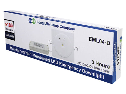 3w Recessed LED Emergency Ceiling Light Square Ultraslim Panel Maintained or Non - Maintained 180 Minutes EML04 - Energy Light Bulbs - Free delivery on all orders