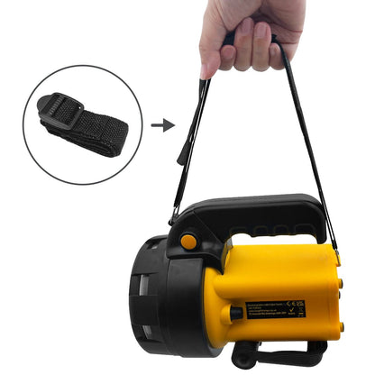 LED work torch with integrated rechargeable battery and focused beam output