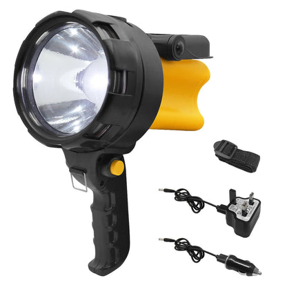 Handheld 300lm LED spotlight torch suitable for camping, security and work applications