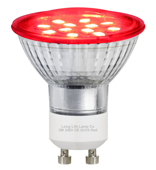 3w Red GU10 LED Colour Light Bulb - Energy Light Bulbs - Free delivery on all orders