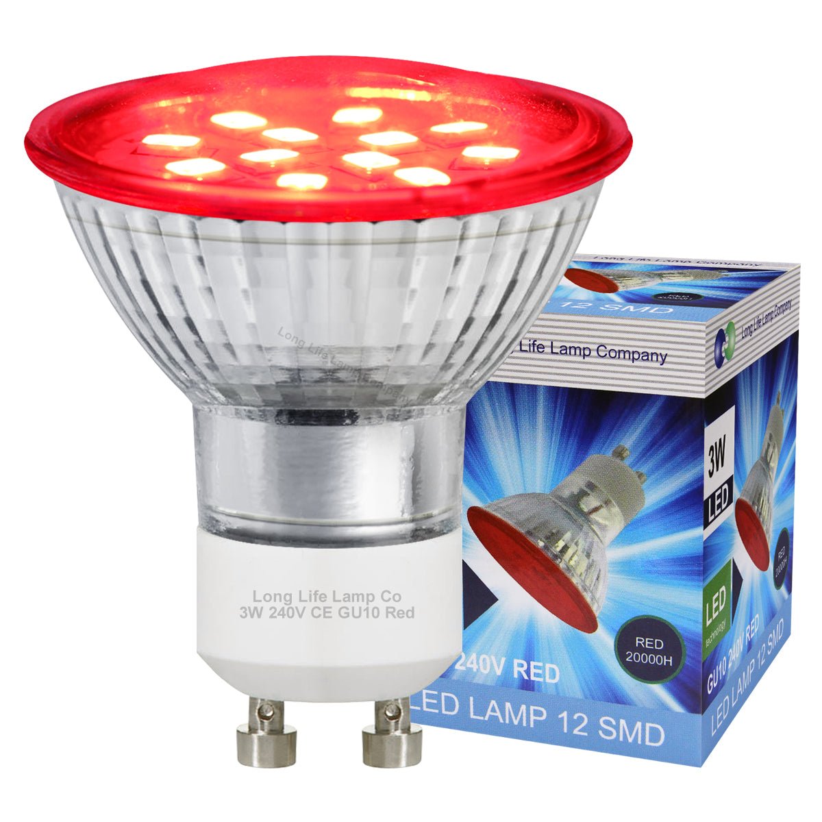 3w Red GU10 LED Colour Light Bulb - Energy Light Bulbs - Free delivery on all orders