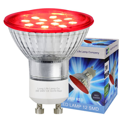 3w Red GU10 LED Colour Light Bulb - Energy Light Bulbs - Free delivery on all orders