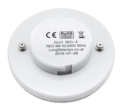 3W RED GX53 LED Light Bulb Replacement for CFL Round - Energy Light Bulbs - Free delivery on all orders