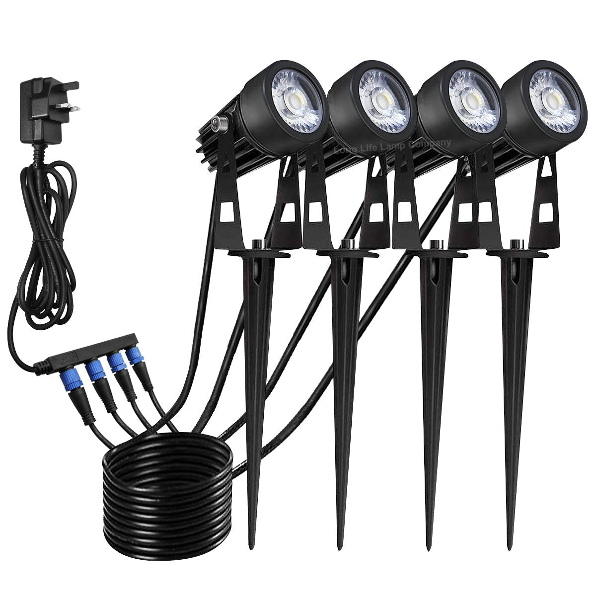 4 Pack Outdoor Garden LED Spike Lights Cool White 12v Low Voltage - Energy Light Bulbs - Free delivery on all orders