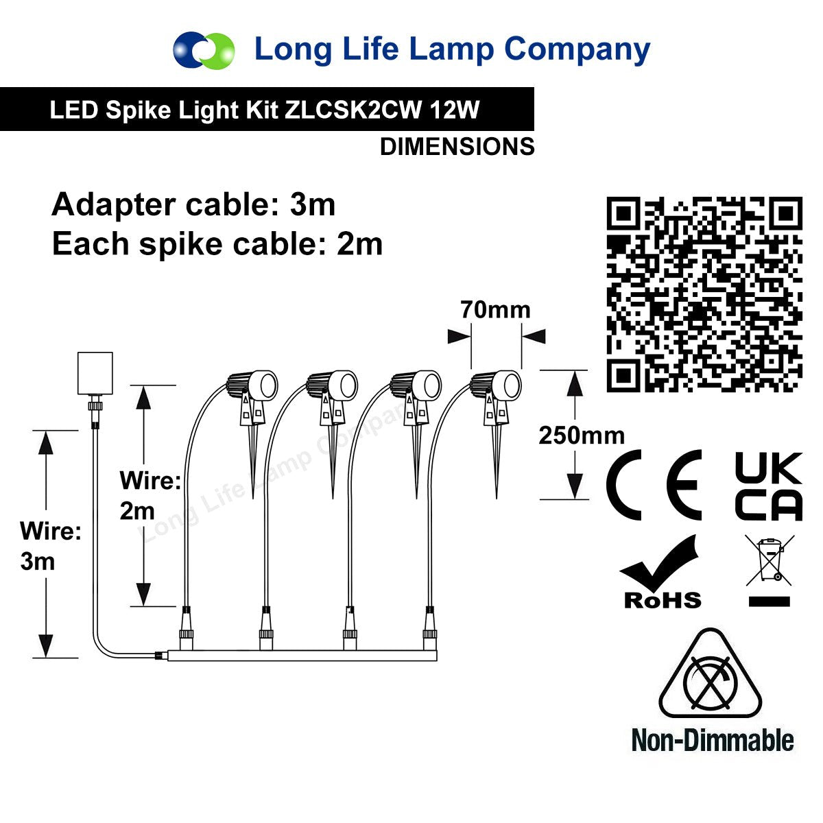 4 Pack Outdoor Garden LED Spike Lights Cool White 12v Low Voltage - Energy Light Bulbs - Free delivery on all orders