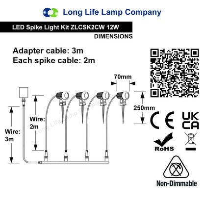 4 Pack Outdoor Garden LED Spike Lights Cool White 12v Low Voltage - Energy Light Bulbs - Free delivery on all orders
