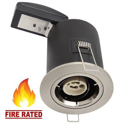 4 pack White or Brush Chrome or Black Fixed Fire Rated Downlight - Energy Light Bulbs - Free delivery on all orders