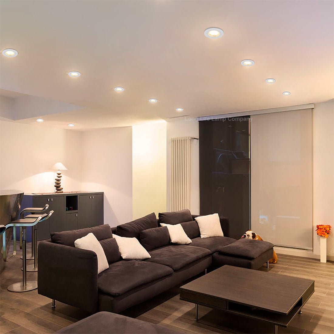 4 pack White or Brush Chrome or Black Fixed Fire Rated Downlight - Energy Light Bulbs - Free delivery on all orders