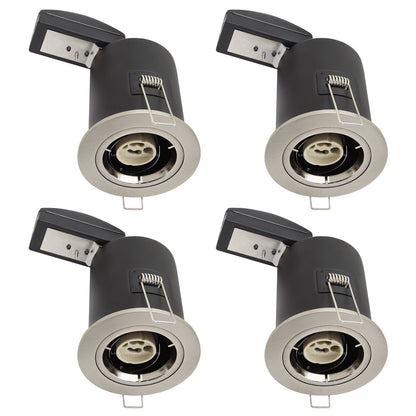 4 pack White or Brush Chrome or Black Fixed Fire Rated Downlight - Energy Light Bulbs - Free delivery on all orders