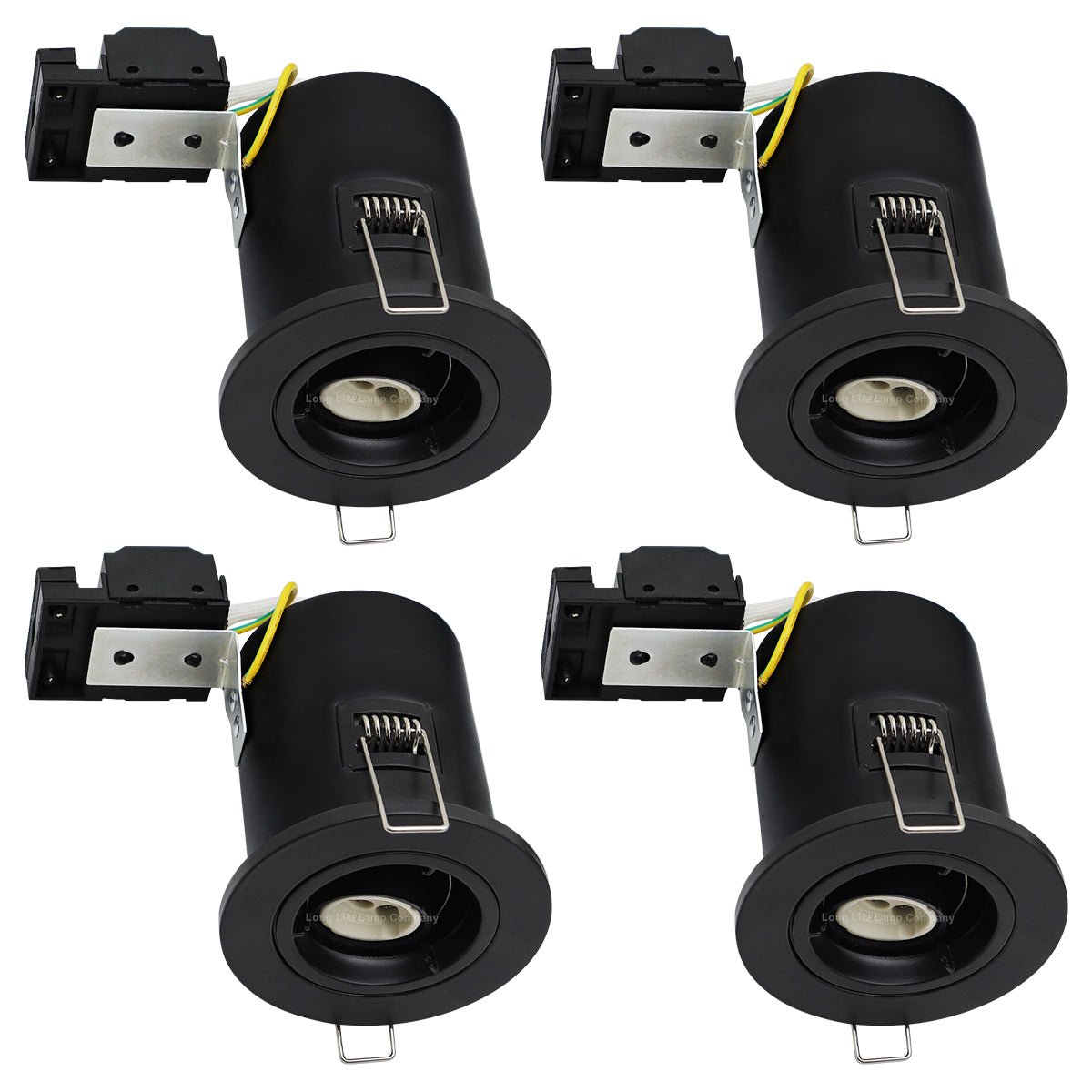 4 pack White or Brush Chrome or Black Fixed Fire Rated Downlight - Energy Light Bulbs - Free delivery on all orders