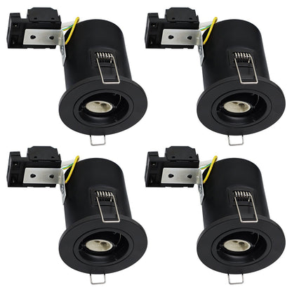 4 pack White or Brush Chrome or Black Fixed Fire Rated Downlight - Energy Light Bulbs - Free delivery on all orders