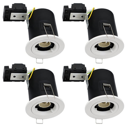 4 pack White or Brush Chrome or Black Fixed Fire Rated Downlight - Energy Light Bulbs - Free delivery on all orders